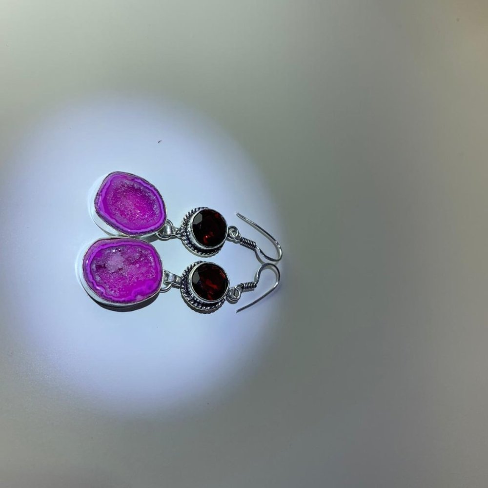 Pink Solar Quartz Earrings